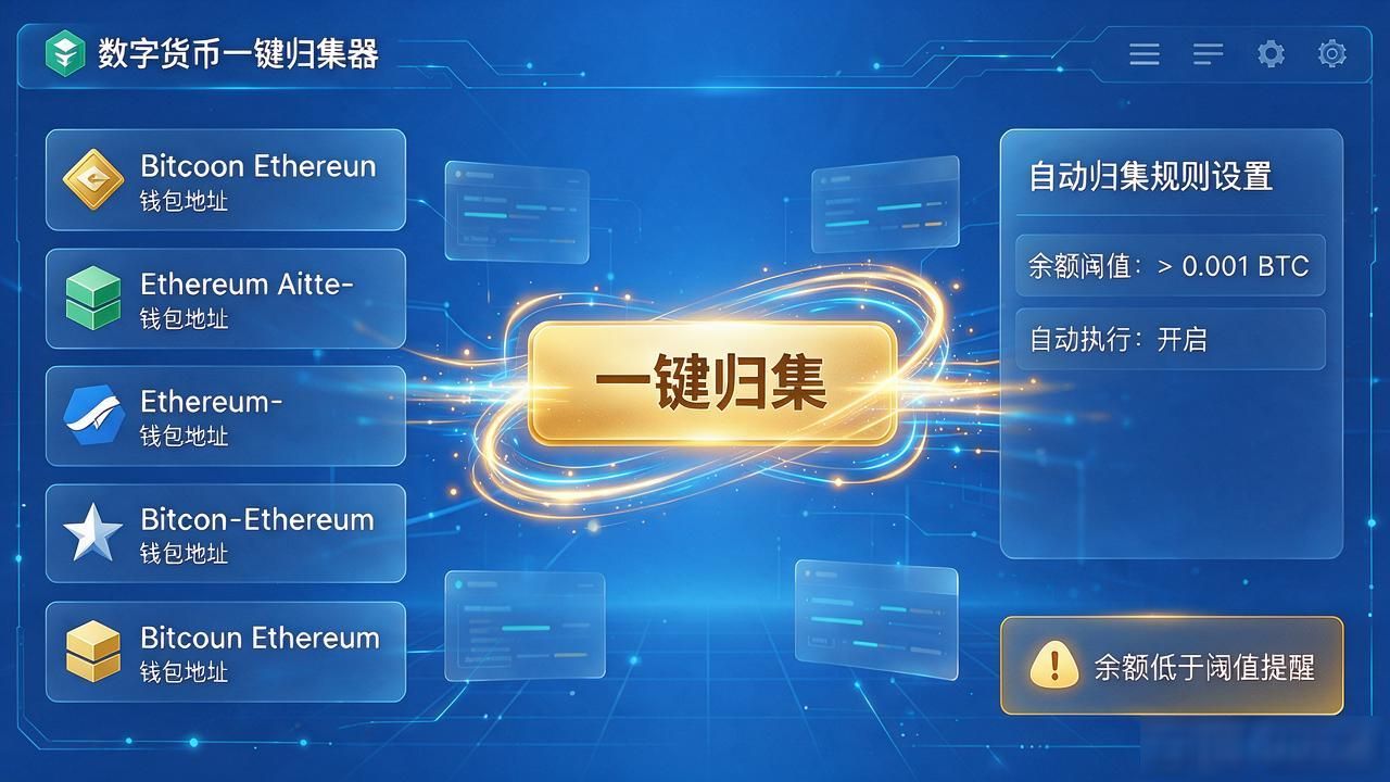 币散在五个平台太头疼？数字货币一键归集器，一个入口全收拢