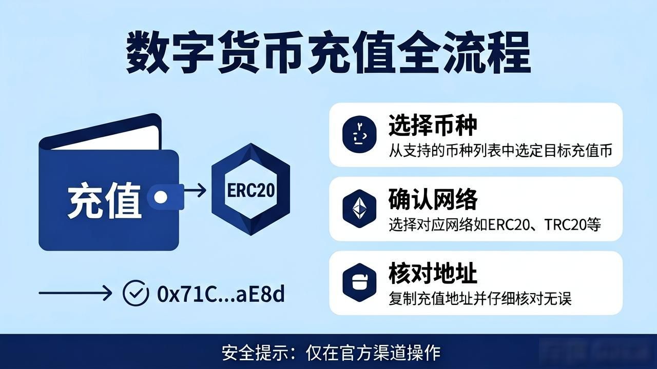 数字货币充值全流程解析：从选币到到账的每一步